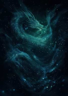 Celestial Dragon in Starry Nebula