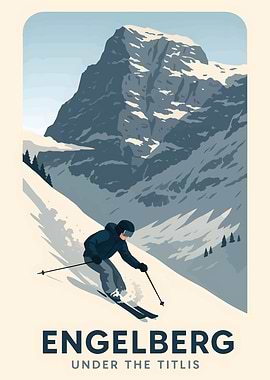 Engelberg Skiing Poster
