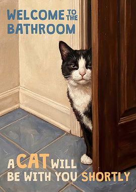 Welcome to the Bathroom Tuxedo Cat