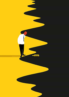 Man, Bottle, and Divided Path