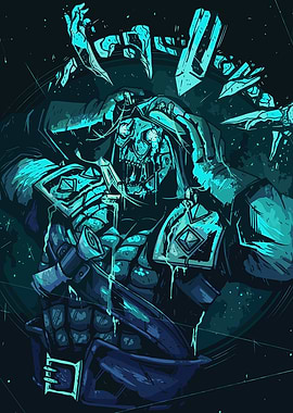 Undead Warrior in Teal and Blue