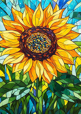 Stained Glass Sunflower Art