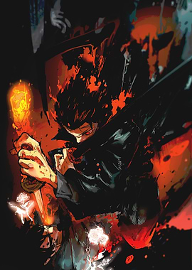 Anime Swordsman with Fiery Aura