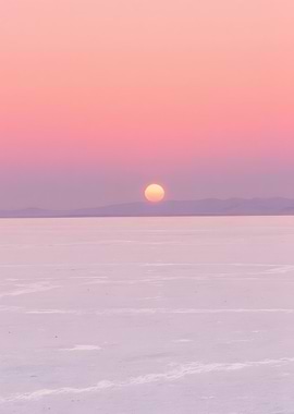 Pink Sunset Over a White Expanse