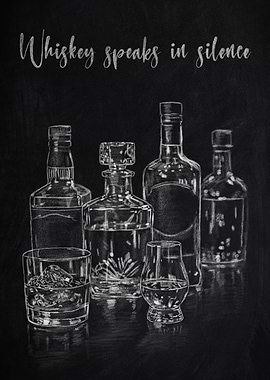 Whiskey Still Life Chalkboard Art
