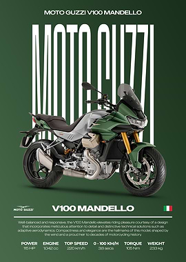 Moto Guzzi V100 Mandello Motorcycle Poster