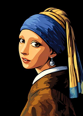 Girl with a Pearl Earring Vector Illustration