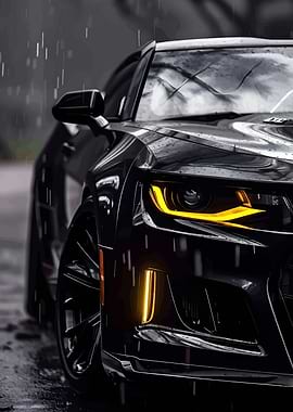 Black Camaro in the Rain