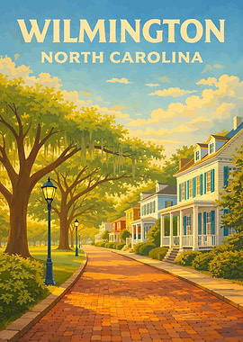 Wilmington Travel Poster – Vintage Historic Street Wall Art Illustration