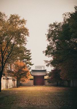 Autumnal Korean Gate Landscape