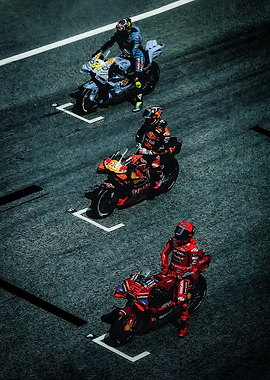 MotoGP Racers on the Starting Grid