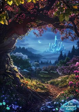 Enchanted Valley Landscape with Crystal Castle