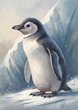 Penguin Portrait in Snowy Landscape