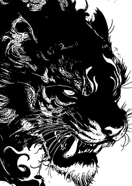 Black and White Tiger Illustration