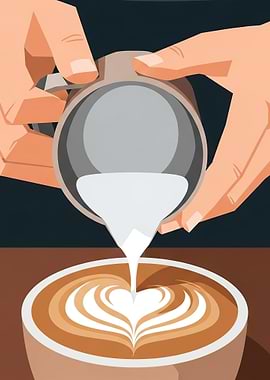 Latte Art Pouring Illustration