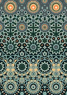 Abstract Geometric Pattern with Floral Motifs