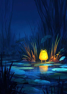 Luminous Frog in a Dark Pond