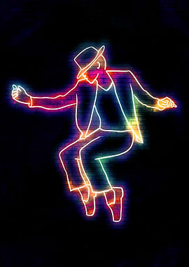 Neon Dancer Silhouette on Brick Wall