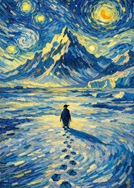 Nihilist Penguin in Starry Night