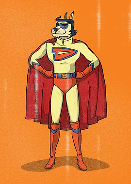 Cartoon Superhero Dog Illustration
