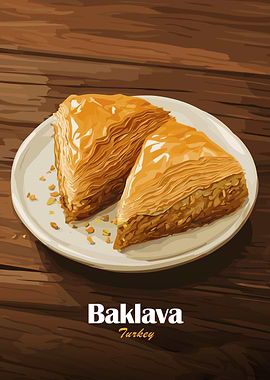 Baklava Dessert from Turkey Illustration