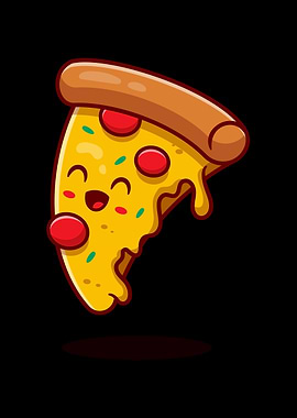 Cute Cartoon Pizza Slice Illustration