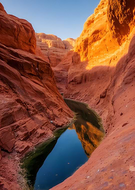 Canyon with Water Reflection