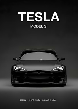 black Tesla Model S Front View