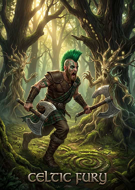 Celtic Fury Warrior in Enchanted Forest