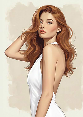 Elegant Woman in White Dress