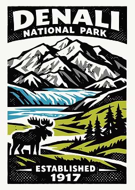 Denali National Park Vintage Poster