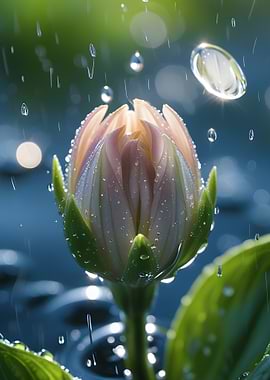 Flower bud in the rain