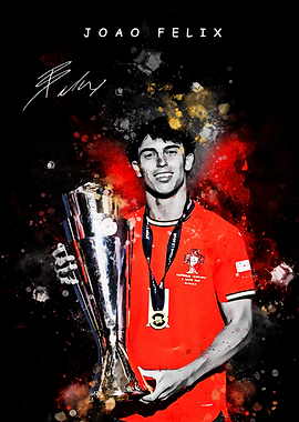 Joao Felix Portrait with Trophy