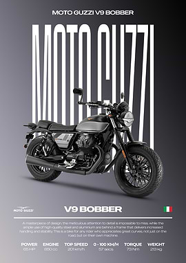 Moto Guzzi V9 Bobber Motorcycle Poster