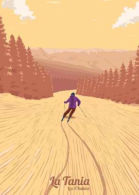 La Tania Ski Resort Poster Art