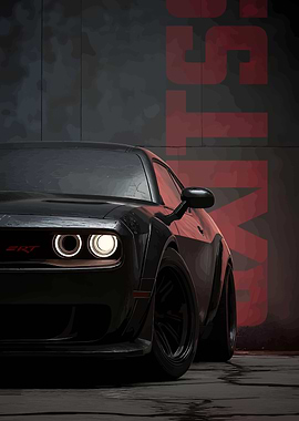 Black Dodge Challenger SRT Close-Up