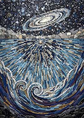 Cosmic Ocean Mosaic Art