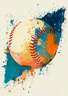 Abstract Baseball Art with Splashes