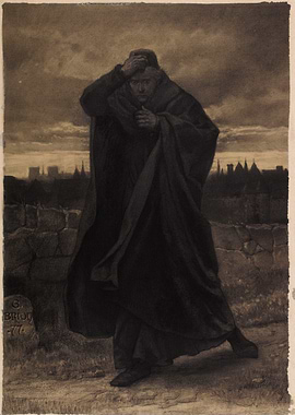 Monochromatic Figure in Thoughtful Pose