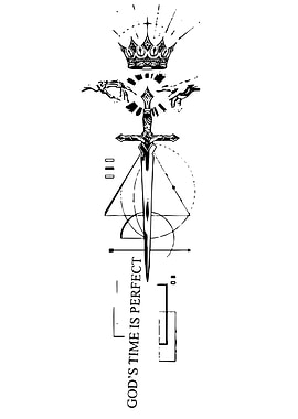 Crown, Sword, and Hands Tattoo Design
