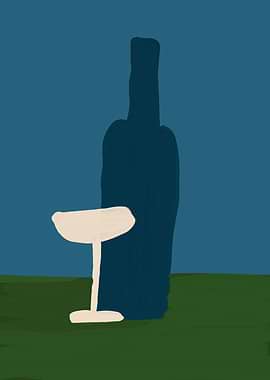 Wine Bottle and Glass Still Life