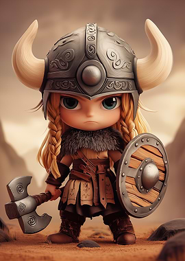Chibi Viking Warrior Girl