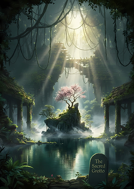 The Sacred Grotto: Tranquil Forest Scene