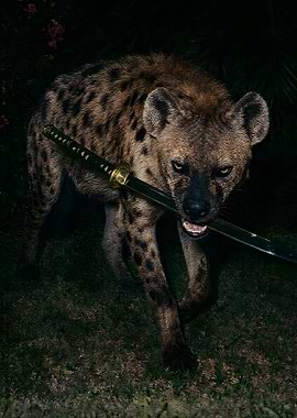 Hyena with Katana in Mouth