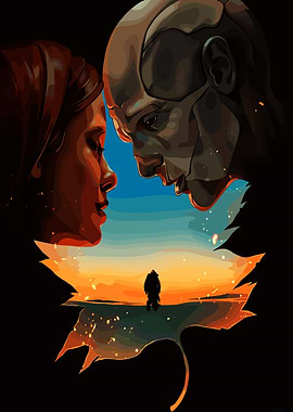 Human and Robot Love Silhouette