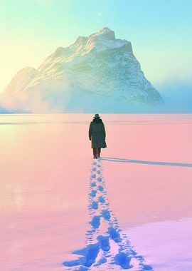 Solitary Figure in Snowy Landscape