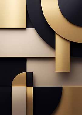 Abstract Geometric Art with Gold and Black