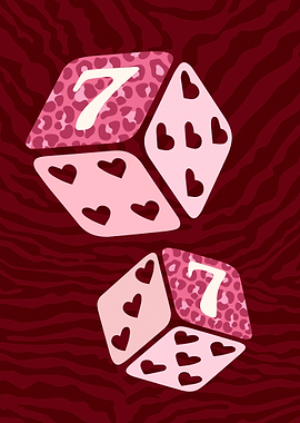 Pink Dice with Hearts & Leopard Print