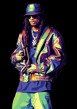 Colorful Portrait of a Playboi Carti with Braids