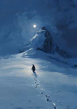But why Penguin in Snowy Mountain Landscape